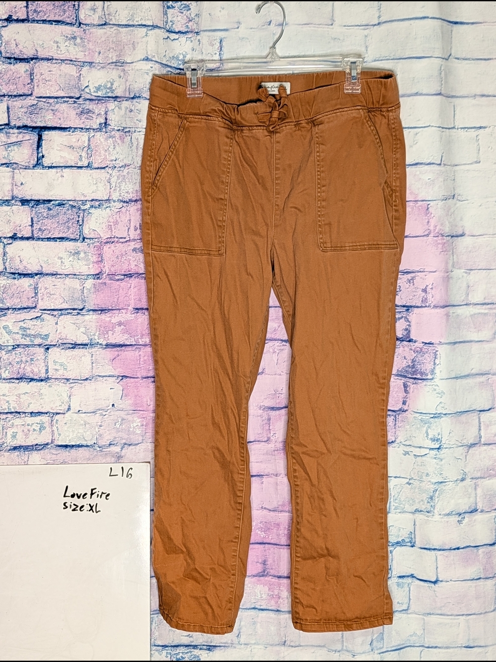love, Fire Caramel Brown Drawstring Waist Casual Pants